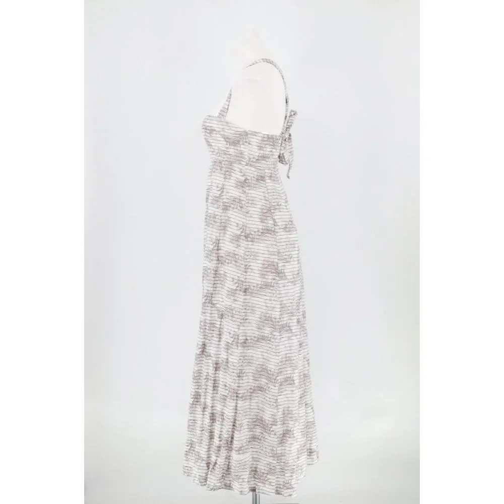 NWT DISSH WOMEN SIZE 4 KOKO CHOCOLATE PALM MIDI DRESS/ Beige White Flora Linen - Picture 7 of 12